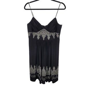 Nightway Collections women medium black silver padded beaded sleeveless dress